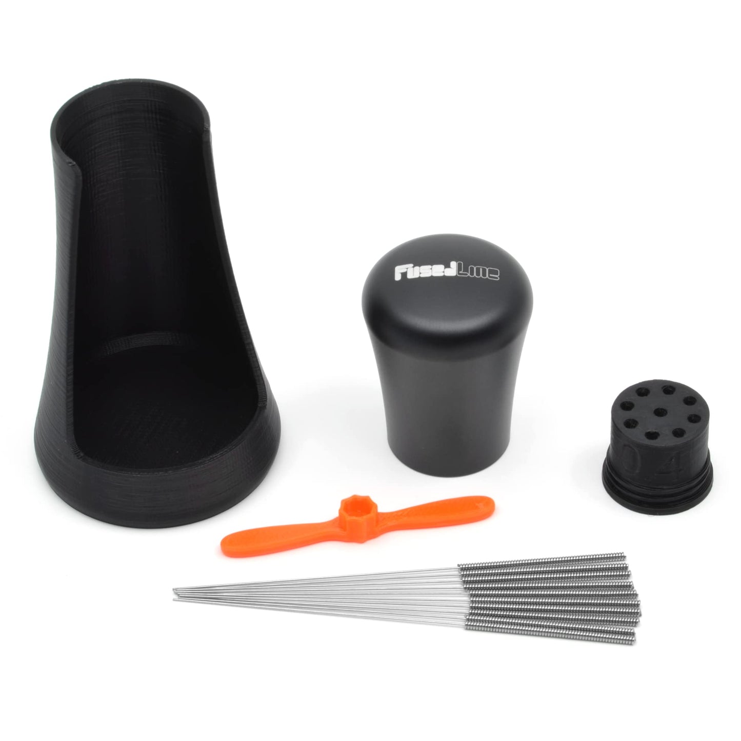 FusedLine WDT tool made of metal and self-aligning stand, precision milled (black anodized aluminum)