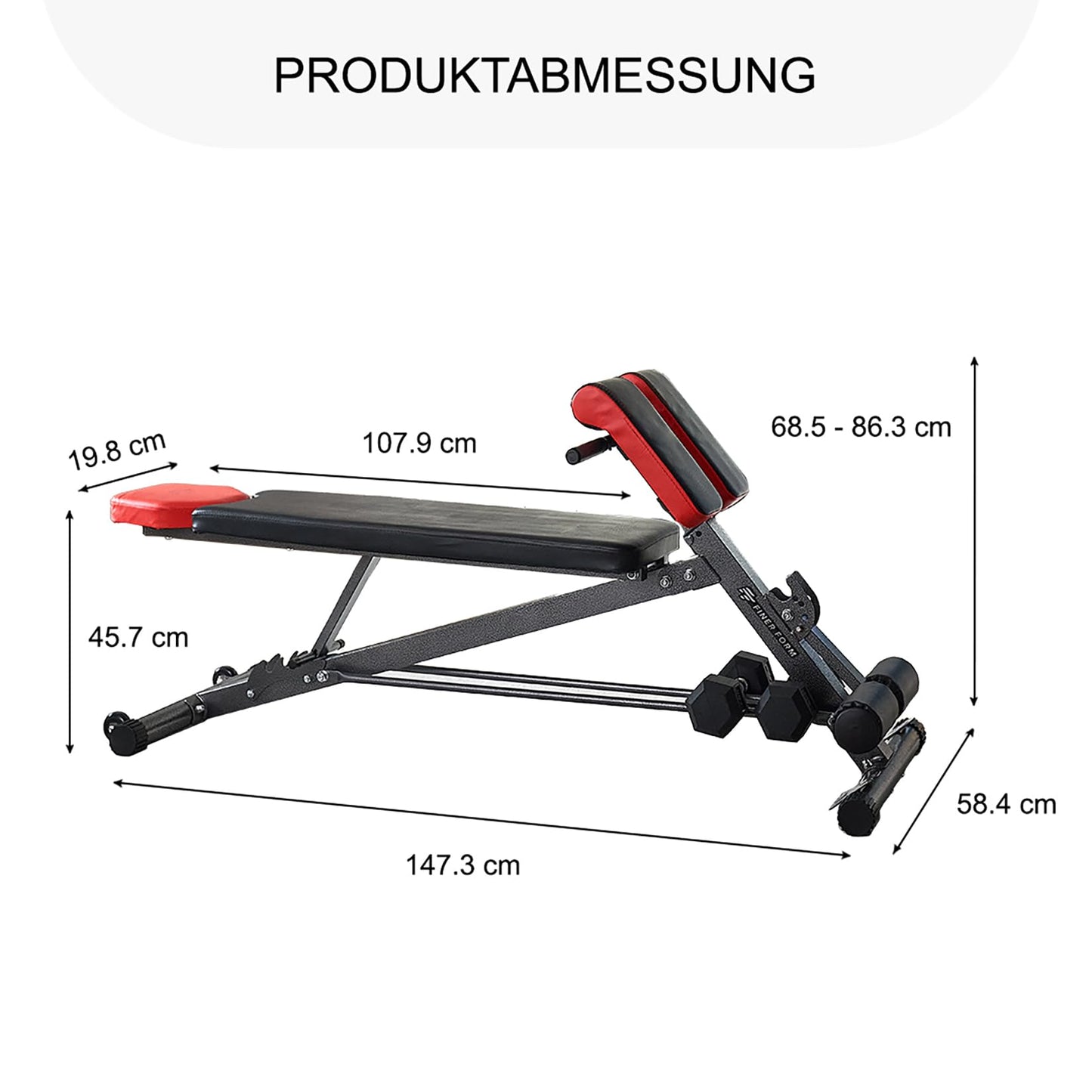 FF Finer Form Multifunctional Weight Bench for full-body workout - Hyperextension, Roman Chair, adjustable ab bench, Incline bench, Flat bench