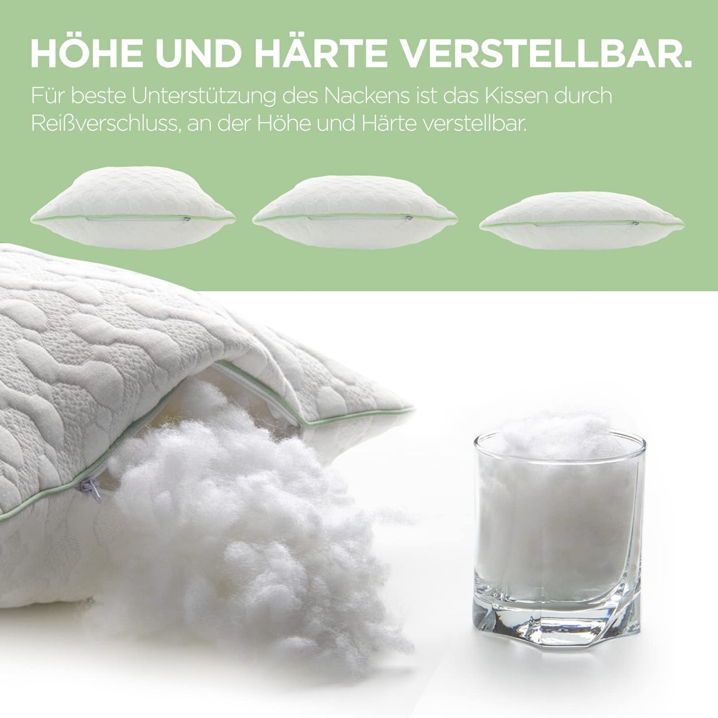 Pillow 40 x 80 Aloe Vera - Cool in summer, warm in winter - No.1. Side sleeper pillow with soothing effect - Very breathable.