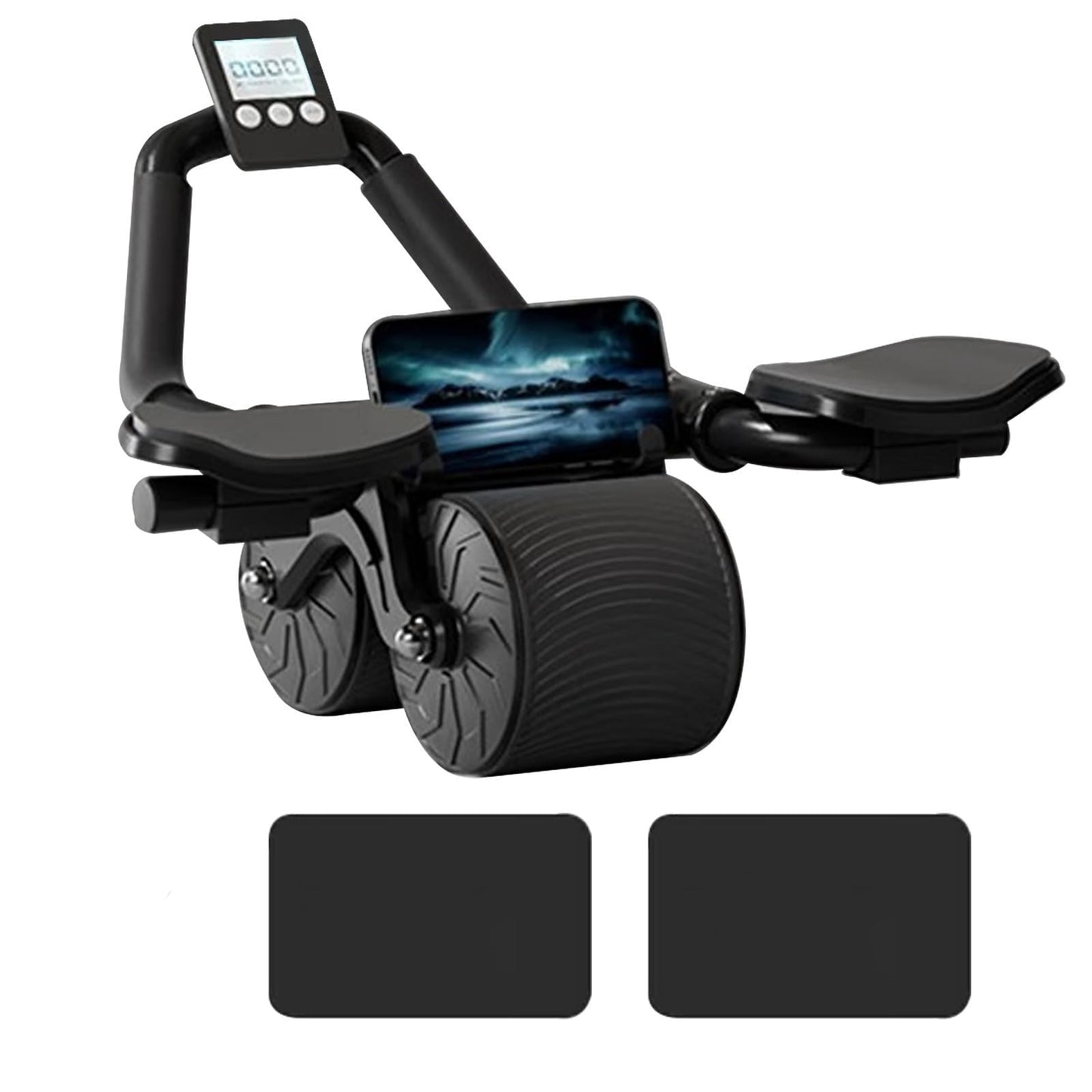 DRZHEAM Automatic Rebound Abdominal Wheel, 2 in 1 for core training, Fitness Abdominal Wheel, Wheels Roller Domestic Ab Trainer (Black with time)