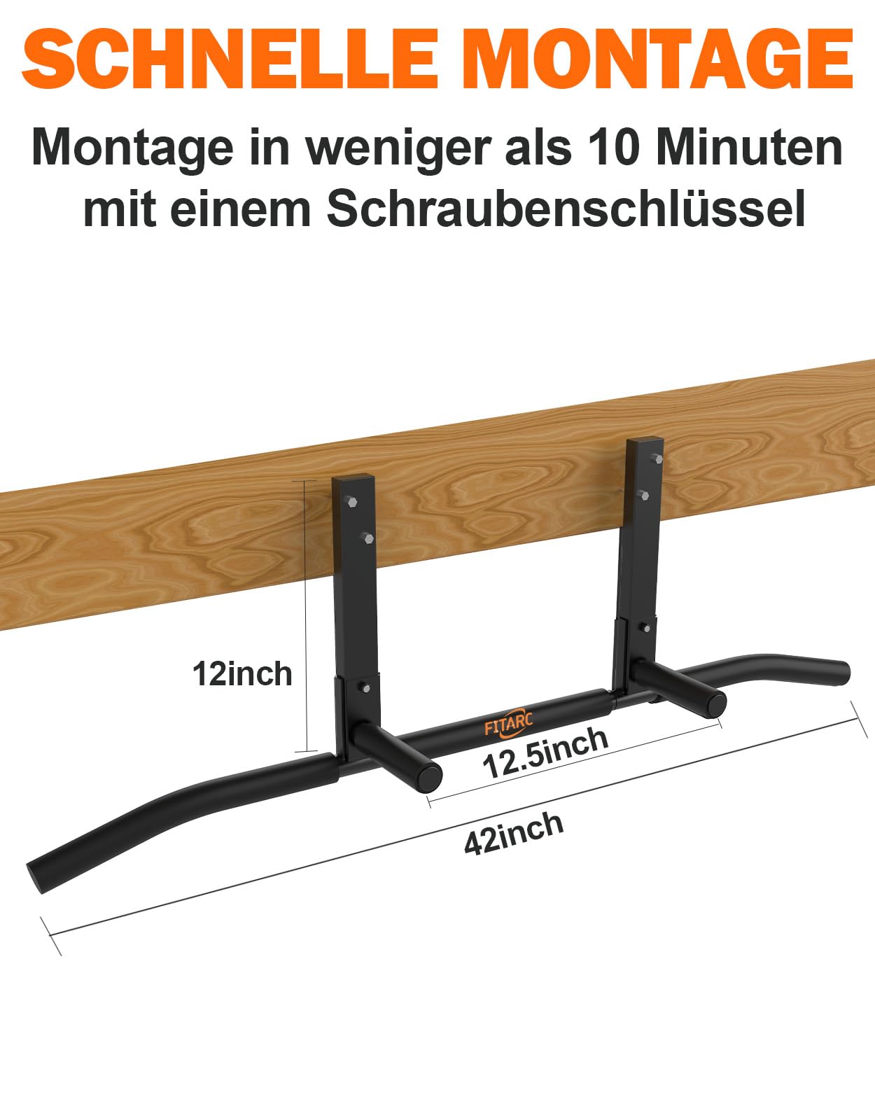 Fitarc Pull Up Bar Joist Mounted Chin Up Bar Bracket, Home Gym, Workout, Strength Training Equipment.