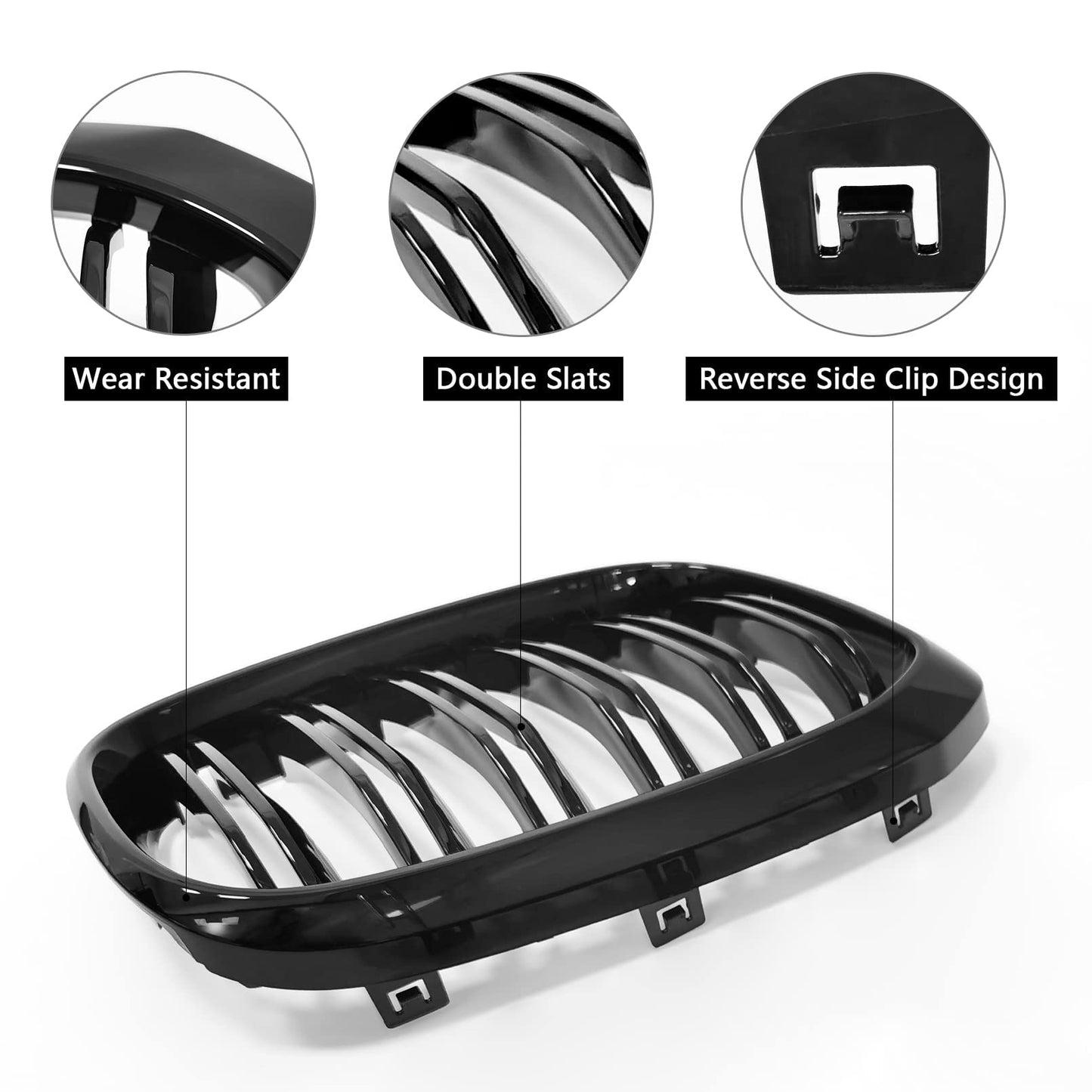 YIUBCZOQI G01 Front Grille for BMW X3 G01 2018-2021 X4 G02 2019-2021 X3 Grill x4 Gloss Black Double Slat Grill