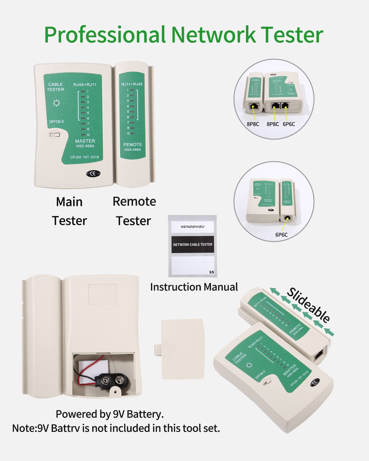 12 in 1 network tool set, network tool, with crimping pliers, suitable for RJ45, RJ11, RJ12 cables, ideal for computer maintenance, LAN cable testing, hole cable testing.