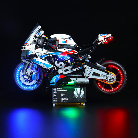 LocoLee LED light set compatible with LEGO BMW M 1000 RR, decoration LED lighting set compatible with LEGO 42130 Technic BMW light kit, lights only - SE version (remote control version)