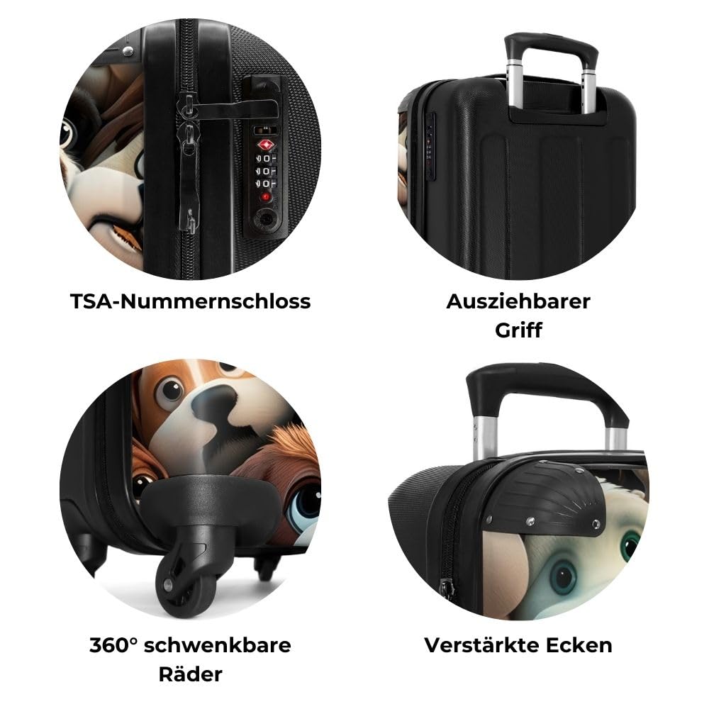 NoBoringSuitcases.com® Children's Suitcase Kids Trolley, Travel Trolley - Dog - Animals - Pattern - Brown - Kids Luggage Suitcase small, Carry-on Trolley 55x40x20