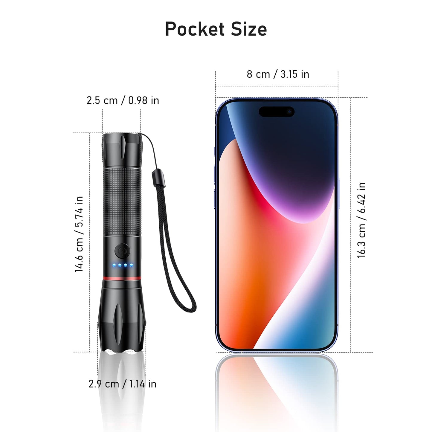 Blukar rechargeable LED flashlight, 2 pieces 2000 lumens super bright zoomable flashlights with 5 light modes & long runtime, IPX6 waterproof handheld lamp for camping, hiking, fishing, emergencies.