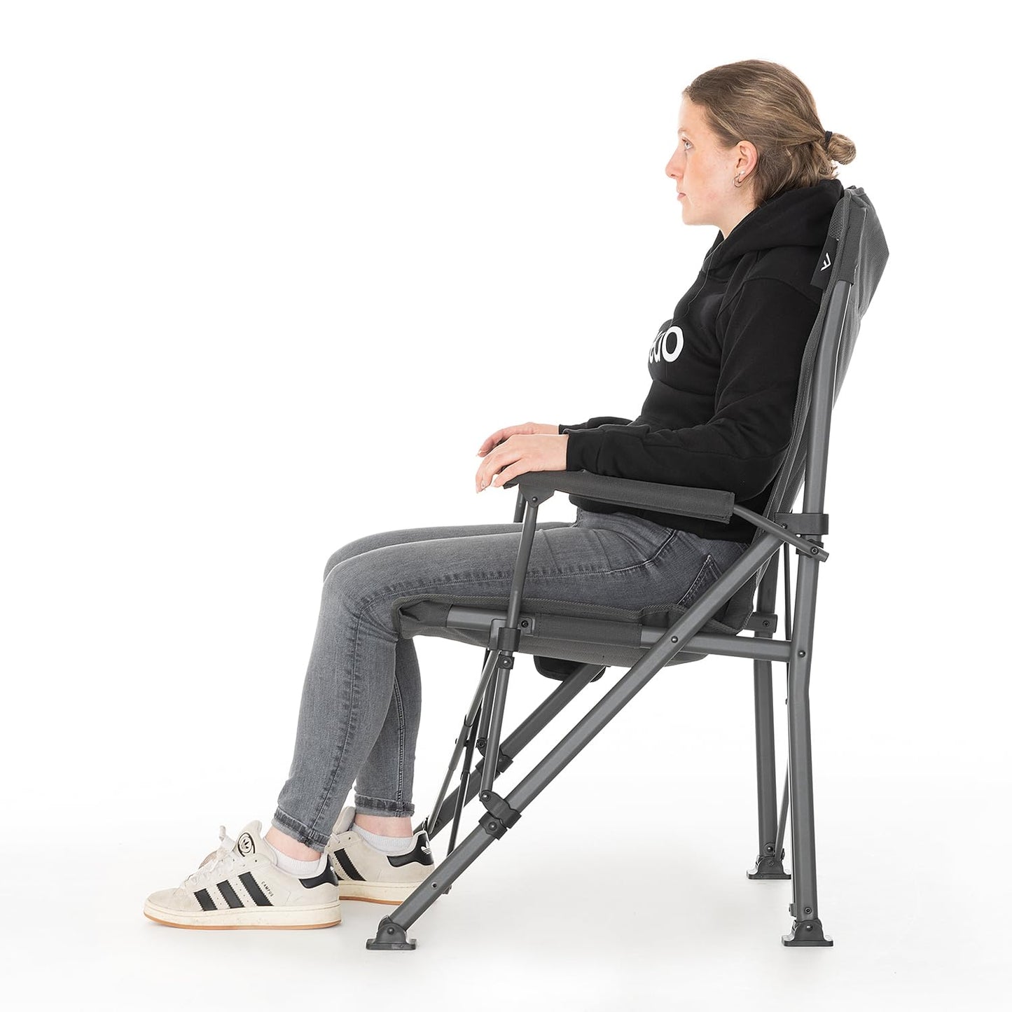 qeedo Johnny Jumbo, sturdy XXL camping chair for up to 250 kg, with armrests, drink holder, and sturdy steel frame, fishing chair, foldable, durable