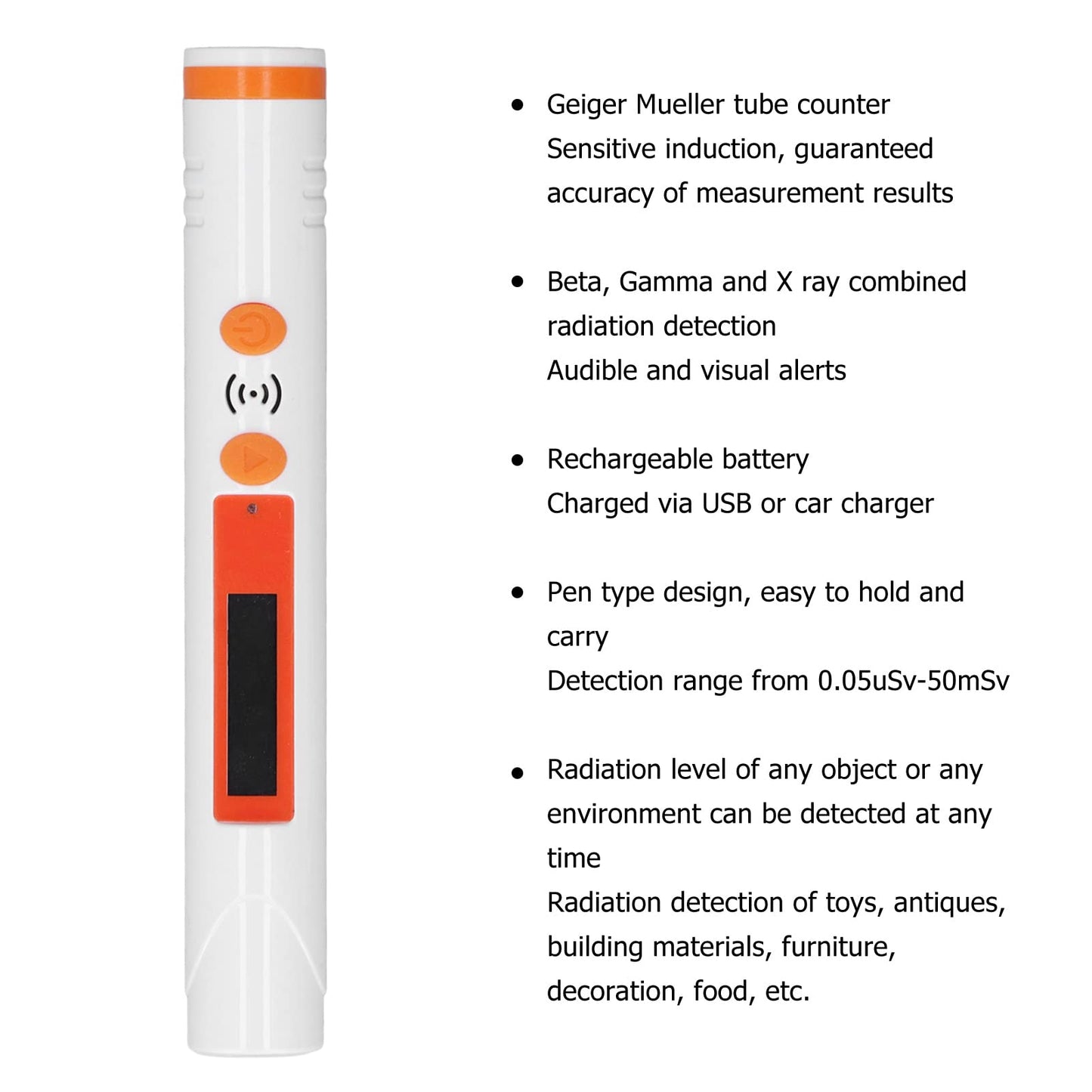 Improved Geiger counter personal dosimeter Highly sensitive nuclear radiation detector Portable beta gamma X-ray radiation monitor