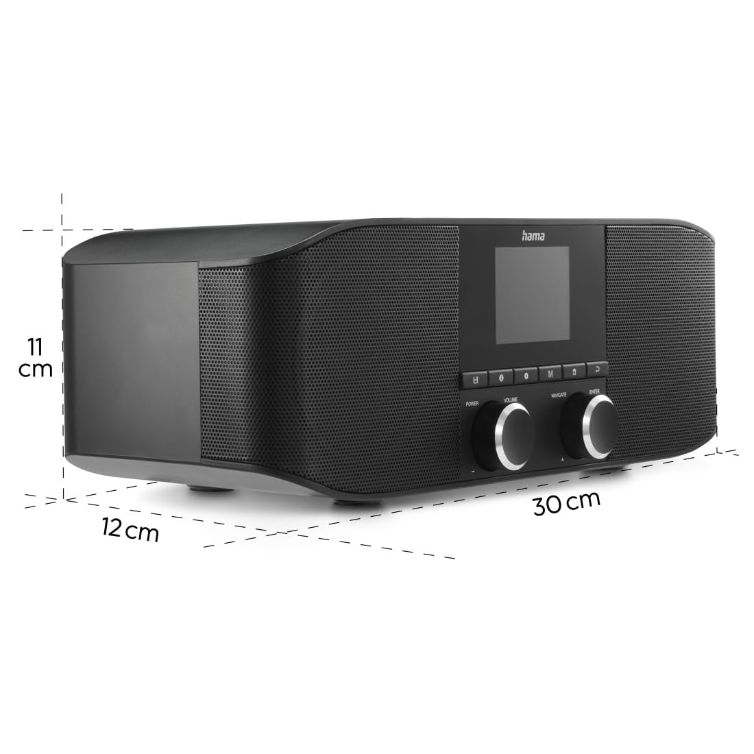 Hama DAB+ Radio with Bluetooth - Kitchen Radio DR1410BT Digital Radio Stereo, Alarm Clock, Headphone Jack Aux 3.5mm, FM, Color Display - Black