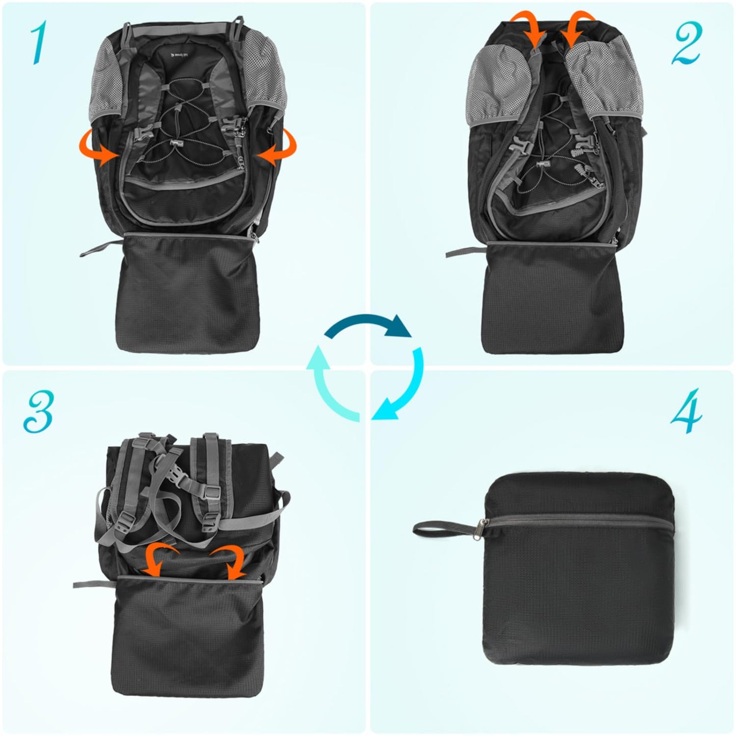 RAINSMORE hiking backpack for men and women 40L waterproof lightweight travel backpack trekking backpack with reflective strips for climbing, cycling, mountaineering, and travel Black