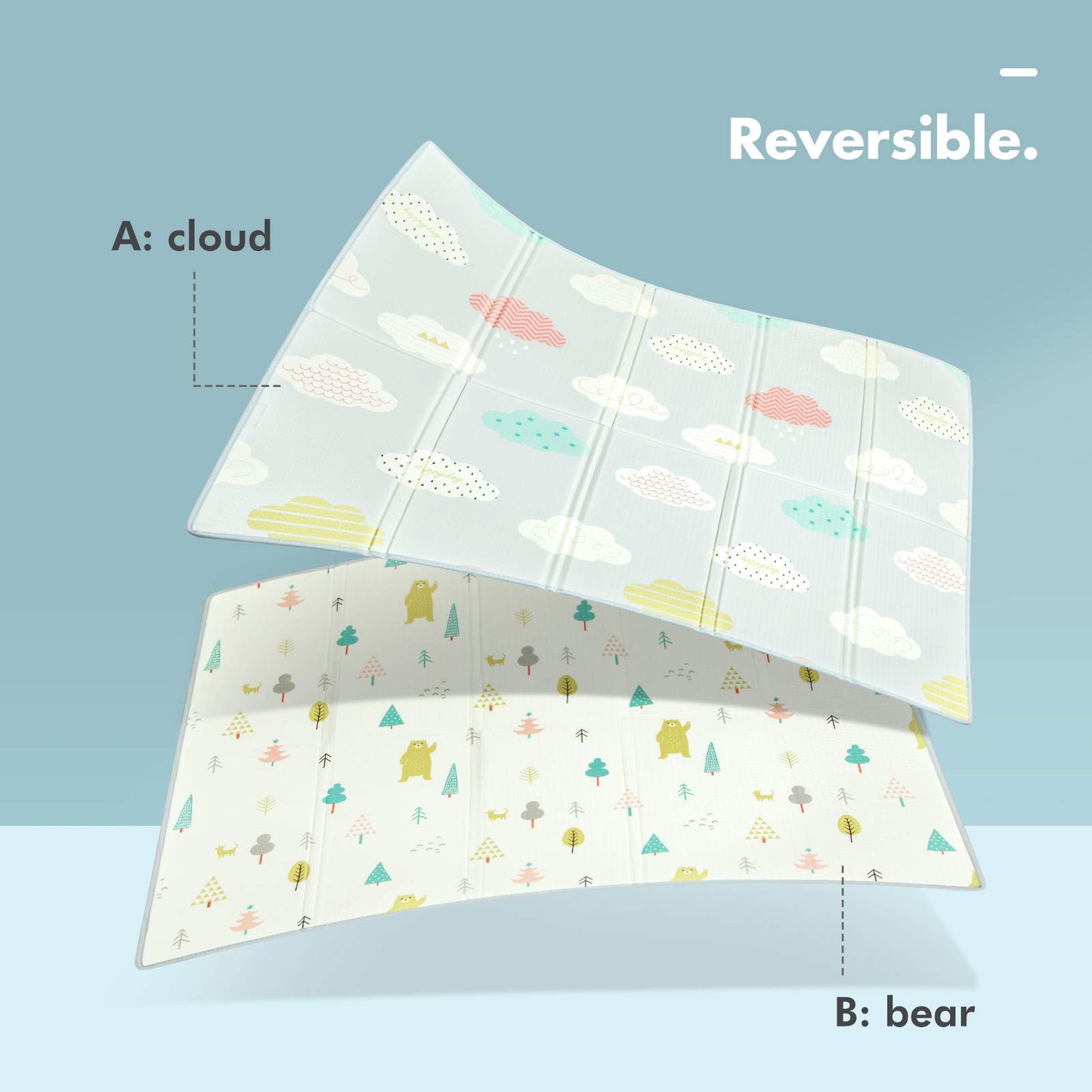 Uanlauo Baby Foldable Play Mat, 1.5cm Thick Crawling Blanket for Baby, Non-Toxic Baby Crawling Mat, Children's Play Mat Reinforced Edge Mat