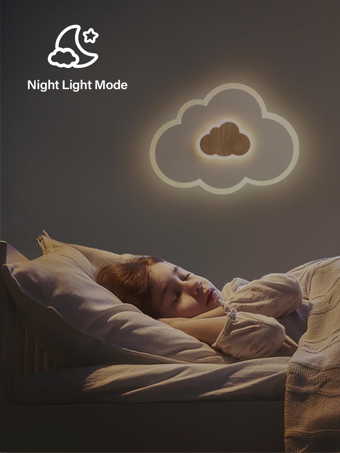 FANLG LED ceiling light Clouds, 26W 50CM Kids light ceiling light dimmable with remote control 3000-6000K, creative cloud light wooden ceiling light for children's room | Bedroom | Living room