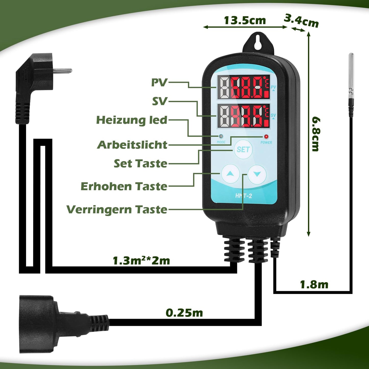 Sunworld 90W greenhouse heater with thermostat. Electric heater for greenhouses with built-in control. Ideal for wardrobes and greenhouses.