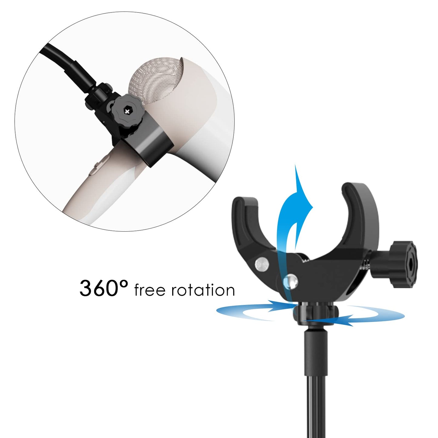 Linkidea hands-free hair dryer holder made of stainless steel, adjustable hair dryer holder for dog and pet grooming, for the desk (black)