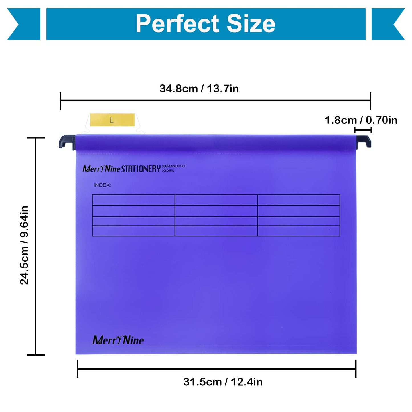 MerryNine A4 hanging file folders made of polypropylene, with tabs and card inserts, for school, home, work, office, organization (1, purple)