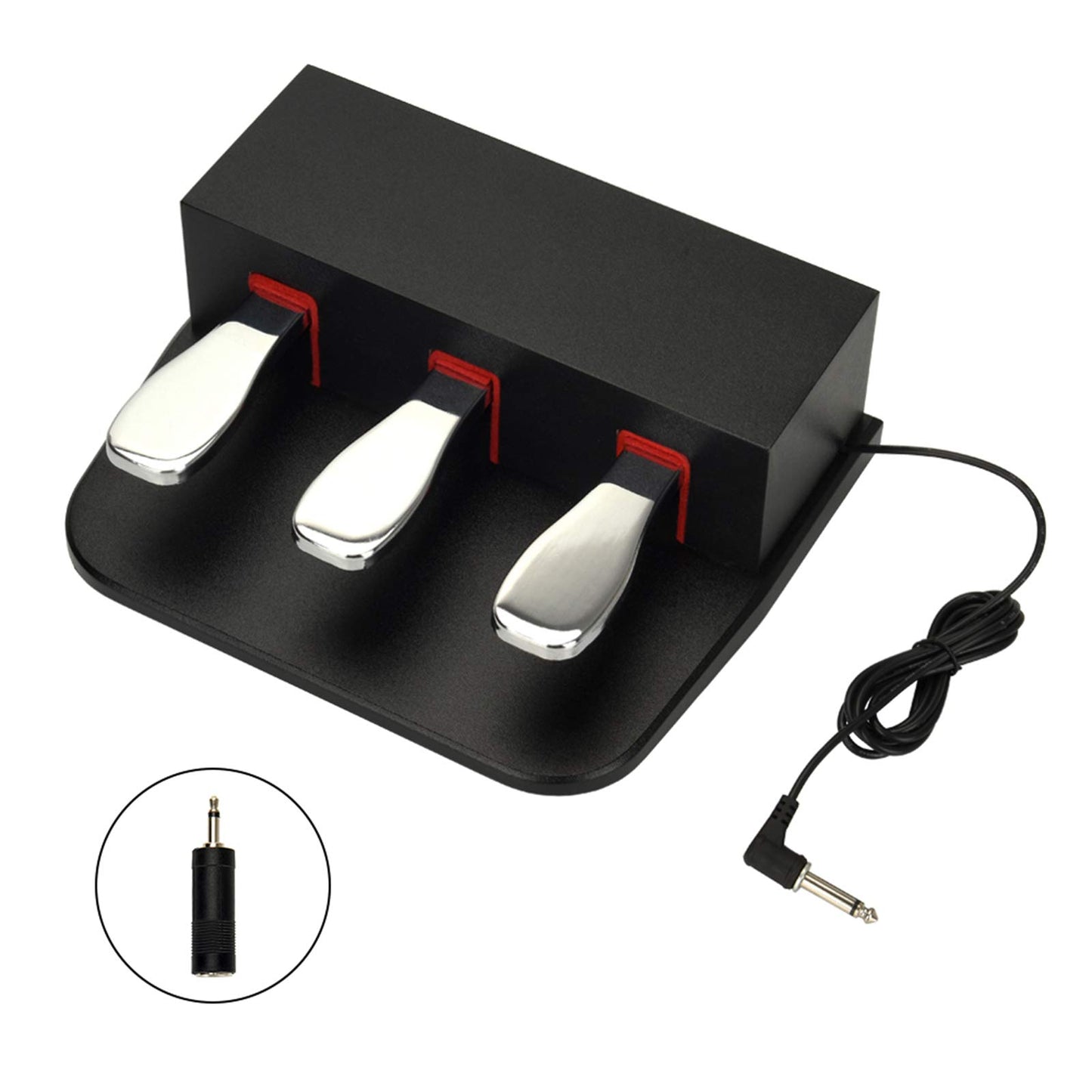 ATNEDCVH Piano 3 Sustain Pedal, Triple Damper Pedal, 6.35mm 1/4 inch plug, universal for electronic keyboards and digital pianos, electric piano, MIDI keyboards, synthesizers (black)