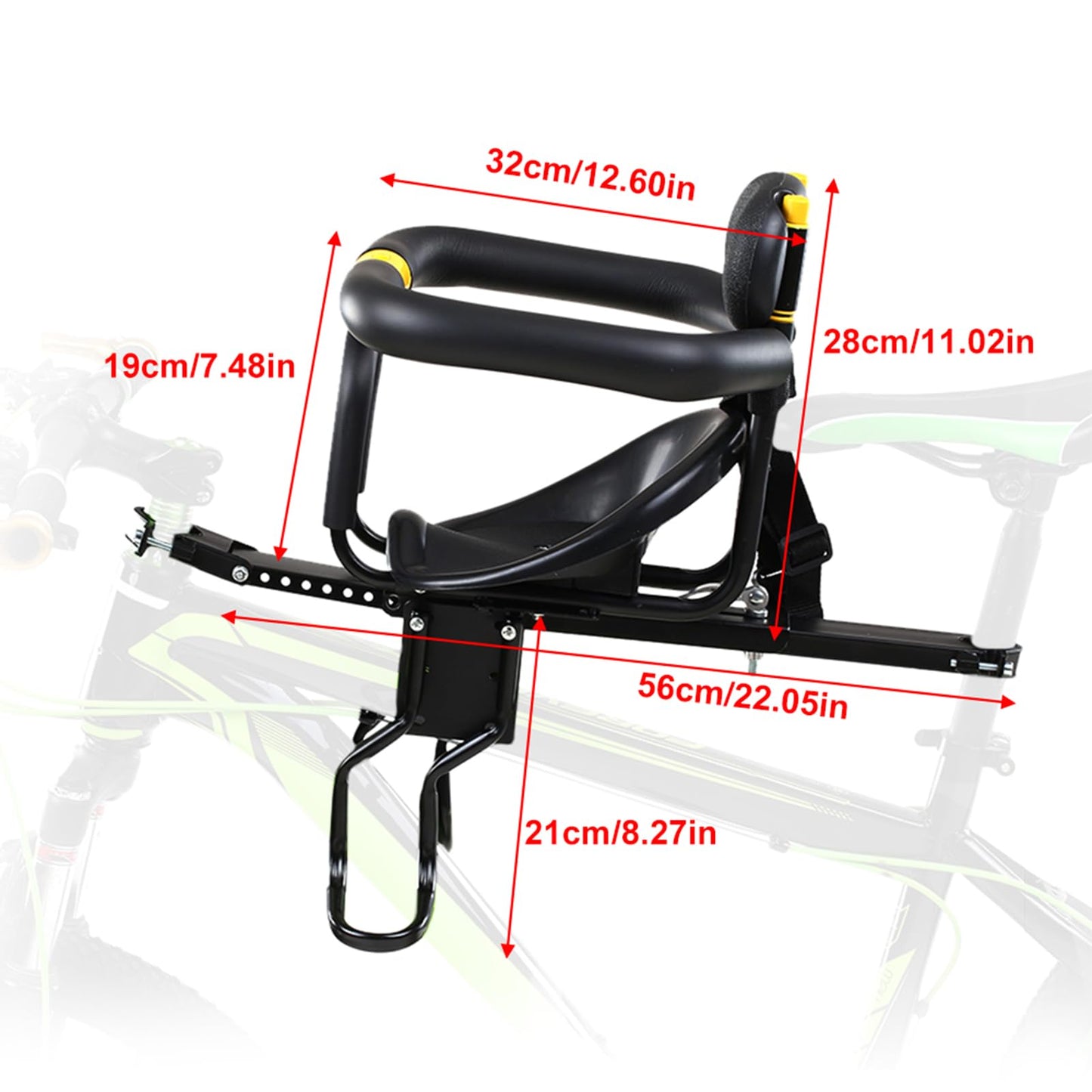 Lixada front bike seat for kids, child safety, with pedals, mount for road bike and MTB.