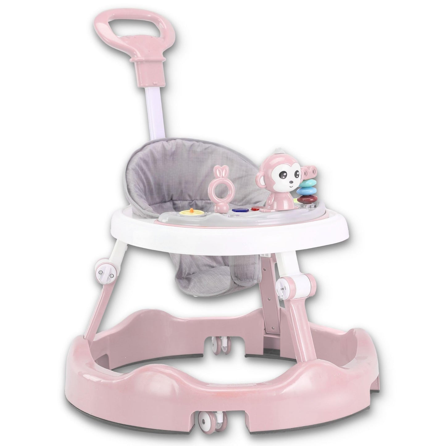 Twinky® Baby Walker with Playset & Floor Mat - Sturdy 4-way adjustable preschool walking aid - Perfect as a support for your little one's first steps (Pink)
