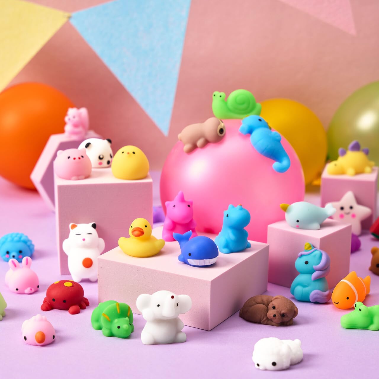 JOYIN Mochi Squishy Toy Set, 100 Pack Mini Mochi Party Favors for Kids Birthday 3+, Kawaii Squishy Gifts for Kids Birthday, Small Gifts for Children, Advent Calendar Fillers for Kids