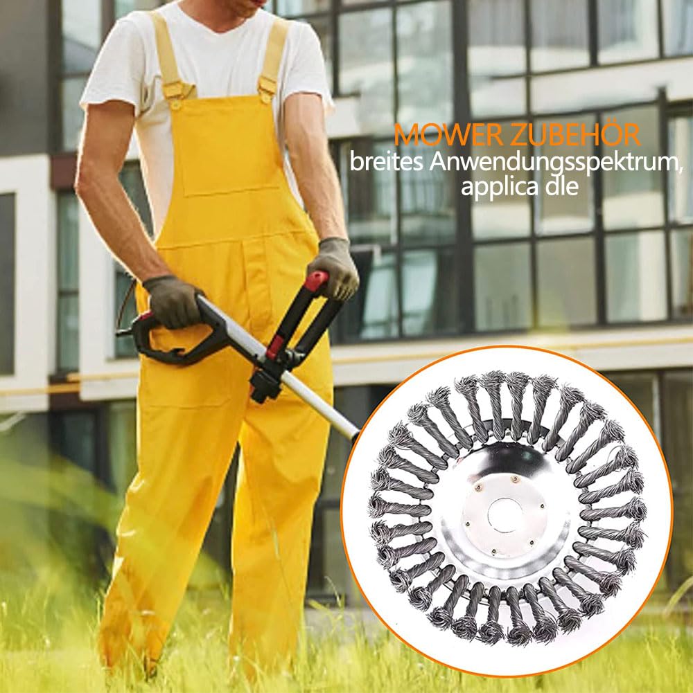 2 pieces Weed Brush for Lawn Trimmer, Professional Weed Brush for Brush Cutter with 25.4mm Mounting Hole, Weed Brush for String Trimmer, Wire Brush for Brush Cutter Including Installation Accessories.