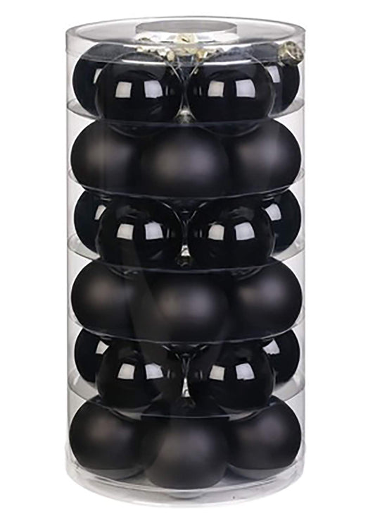 Inge Glas Christmas Ornaments | Beautiful glass Christmas balls | 30 balls in tin | Tree decorations Christmas tree ornaments Christmas tree balls (black/glossy/matte)