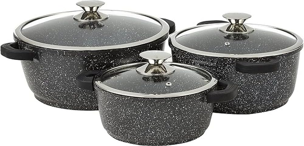 Kamberg 0008163 24-piece pot set, aluminum casting, stone coating, suitable for all stoves including induction stoves, detachable handle, PFOA free, 52 x 43 x 3 cm