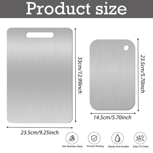 WYFDCZZP Titanium Chopping Board, 2 Stainless Steel Chopping Boards, Baking Board, Kitchen Board made from Titanium Stainless Steel for cutting in the kitchen.