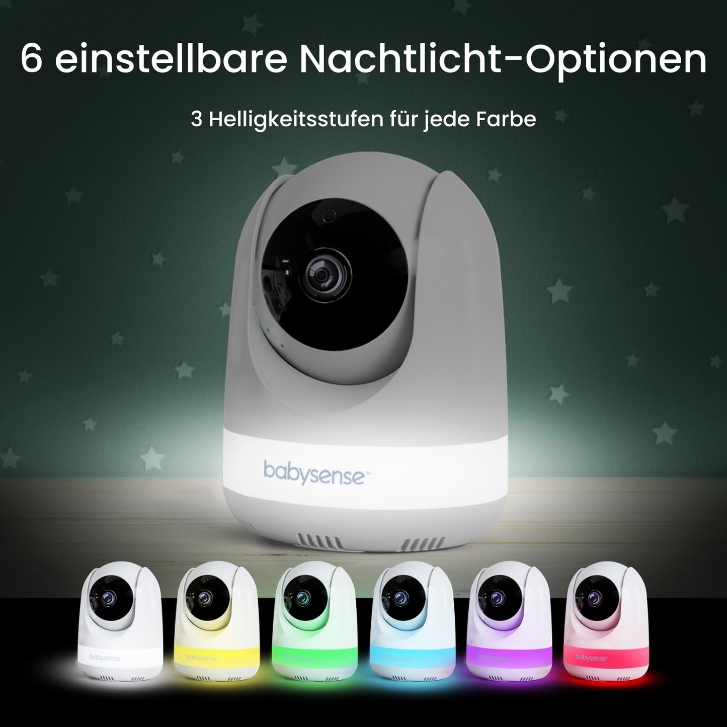 Babysense baby monitor with camera and 5.5-inch 1080p full HD split screen display, 2 cameras, RGB night light, 5000mAh large battery, 2-way audio, 4X zoom, no WiFi, Model: MaxView-2CAM