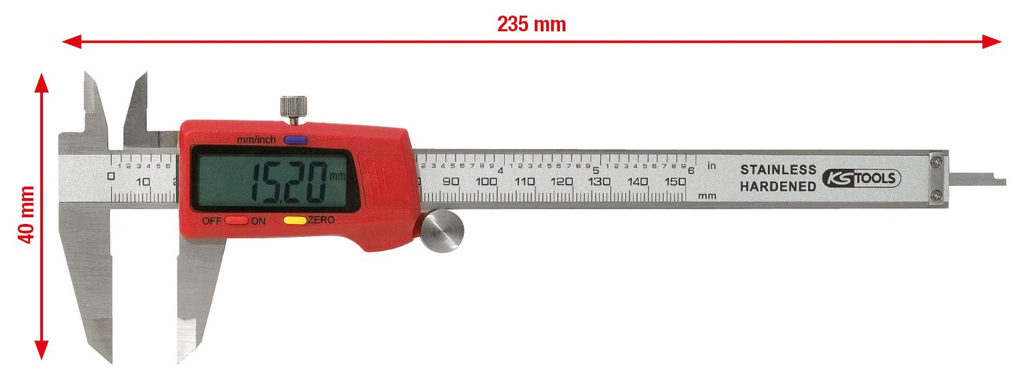 KS Tools 300.0532 Digital Caliper 0-150 mm, Colored, One Size, 4042146364468
