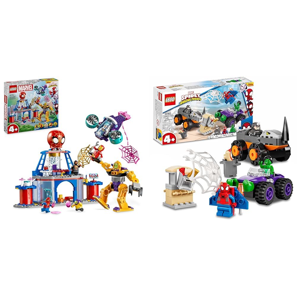 LEGO Marvel Spidey and His Super Friends The headquarters of Spidey's team & Marvel Spidey and His Super Friends Hulks and Rhinos Monster Truck Duel