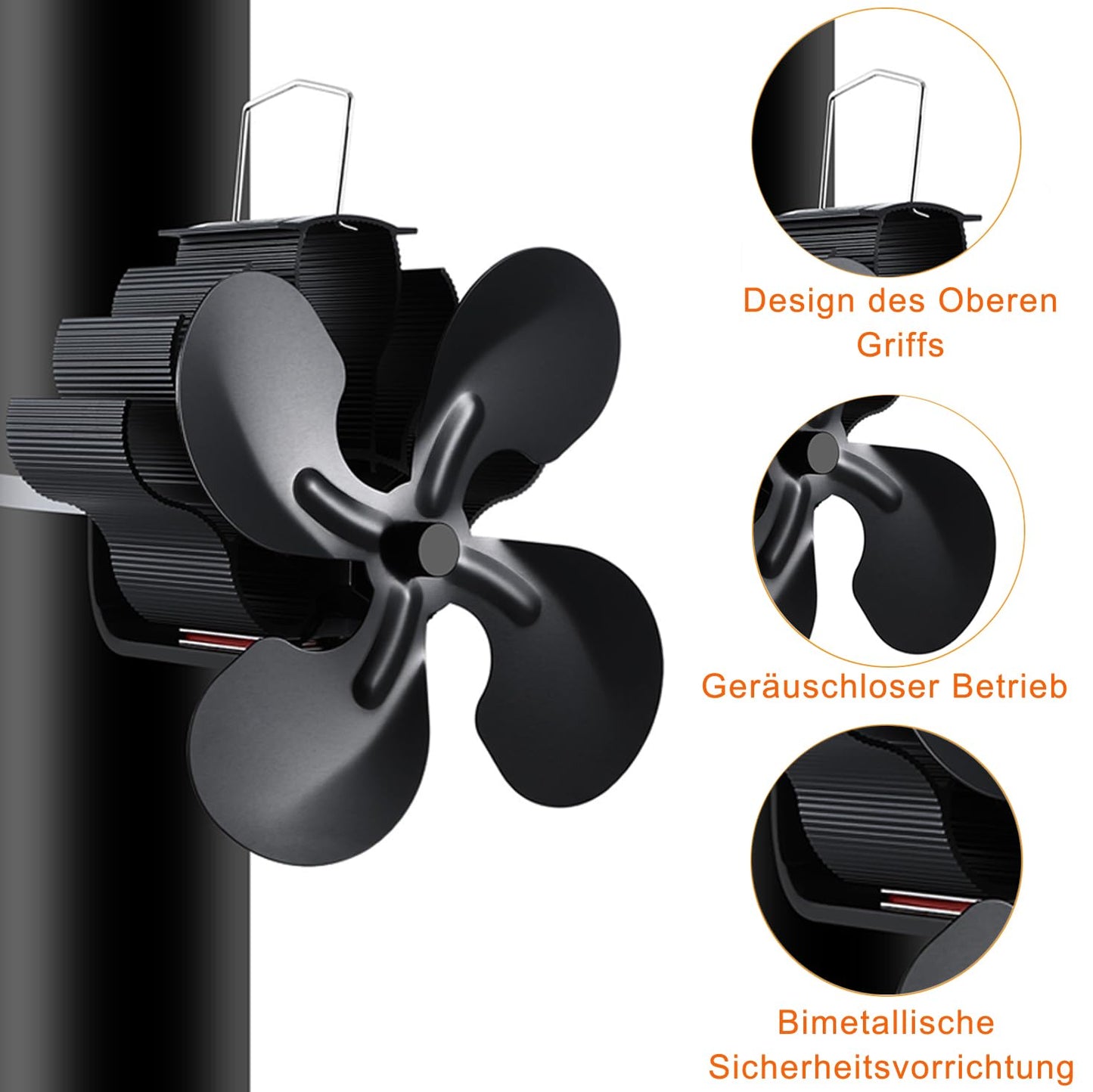 4 Blade Rotor Blades Fireplace Fan, Non-electric Fan Fireplace Wood Stoves Stoves, Stove Fan Fireplace Fireplace Stoves Stove Without Power Heat