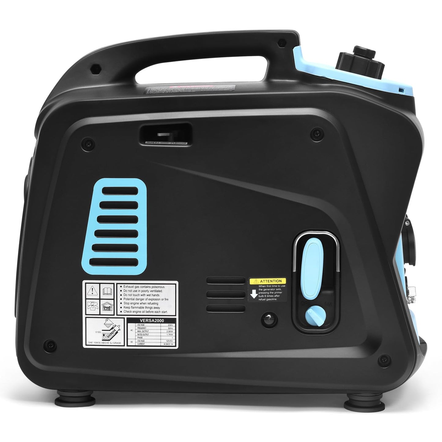 GENTRAX Inverter Generator 2000W 1700W MAX, gasoline powered, silent with pure sine wave, super quiet petrol generator with USB 230V sockets for camping, outdoor, construction site, RV