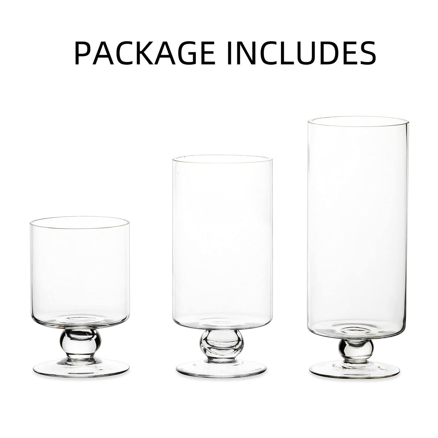 NUPTIO 3 Piece Set Large Glass Vase Candle Holder, Hurricane Candle Holder for Pillar Candles Tall Glass Vases for Centerpieces, Glass Flower Vases for Home Christmas Party Wedding Table Decoration