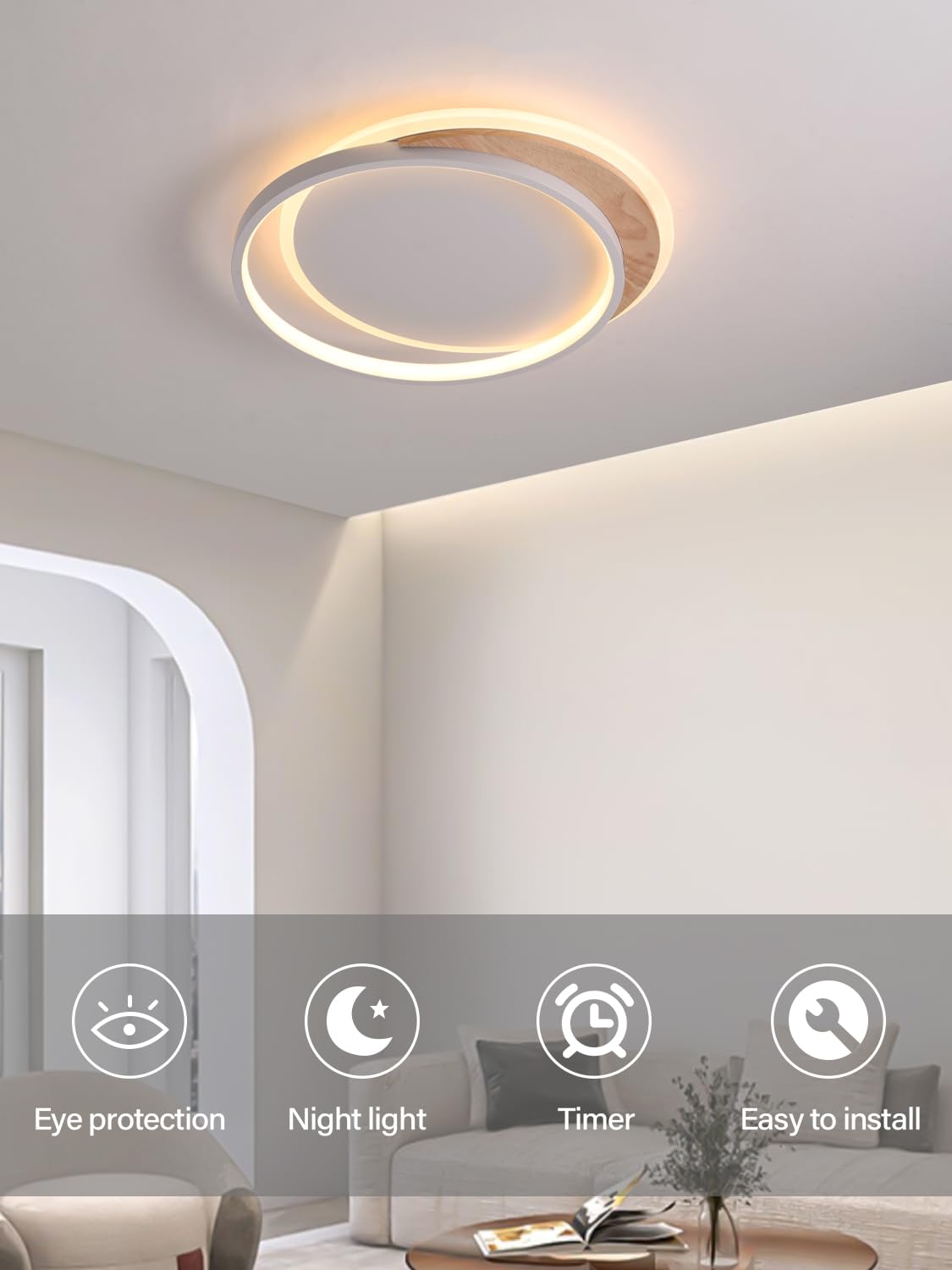 FANLG Ceiling Light Bedroom, 40cm LED Ceiling Light Dimmable 3000K-6000K Lamp Living Room 24W Modern LED Ceiling Light for Bedroom Living Room Balcony Kitchen Hallway Children's Room
