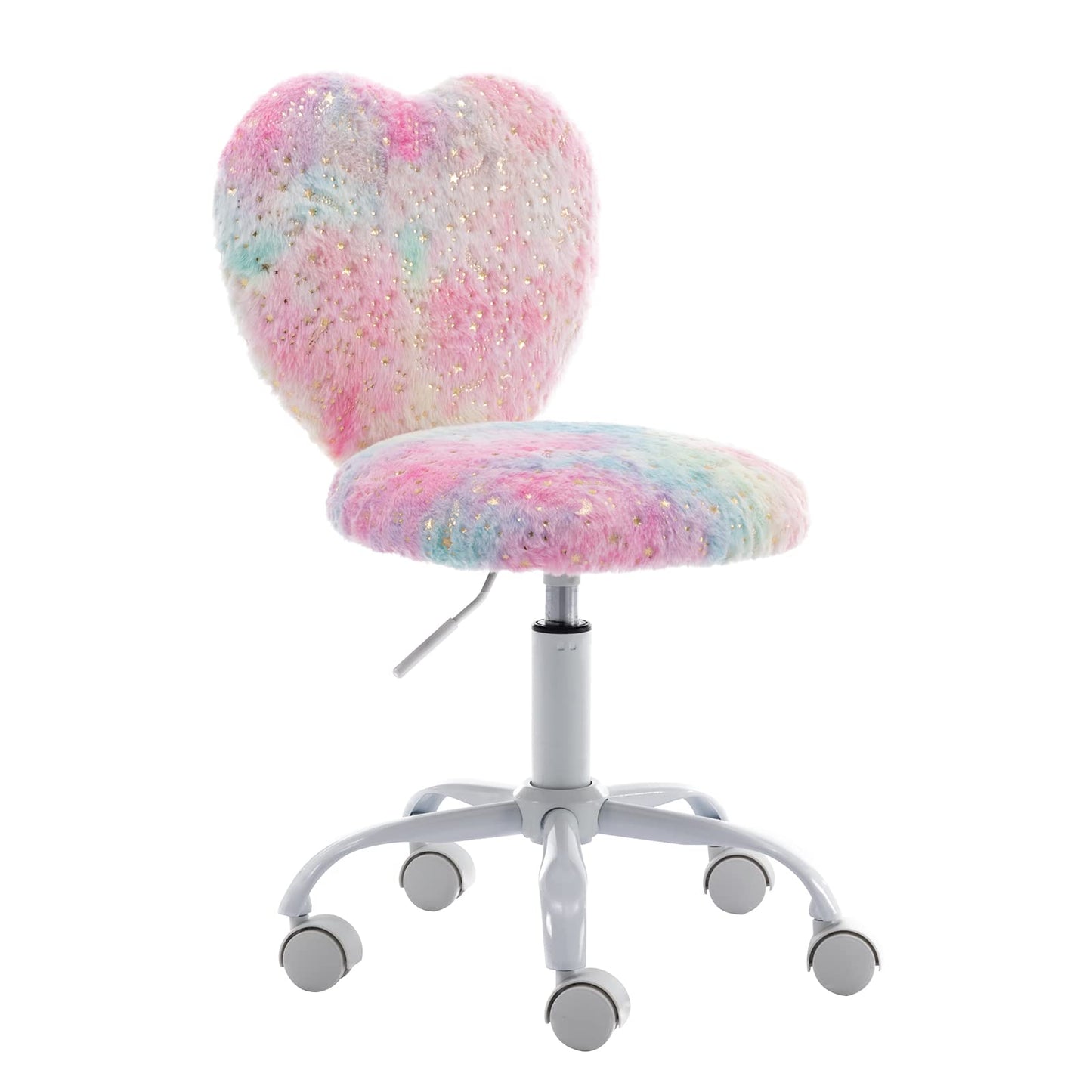 Washon Kids Swivel Chair Desk Chair Faux Fur Soft Youth Swivel Chair Height Adjustable Computer Chair for Kids/Bedroom (Colorful)