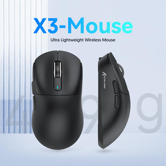 ATTACK SHARK X3 49g Ultralight Mouse, PixArt PAW3395 Gaming Sensor, BT/2.4G Wireless/Wired Gaming Mouse, 26000 DPI, 200 Hrs Battery, Office Mice for Win11/Xbox/PS/Mac (Black)