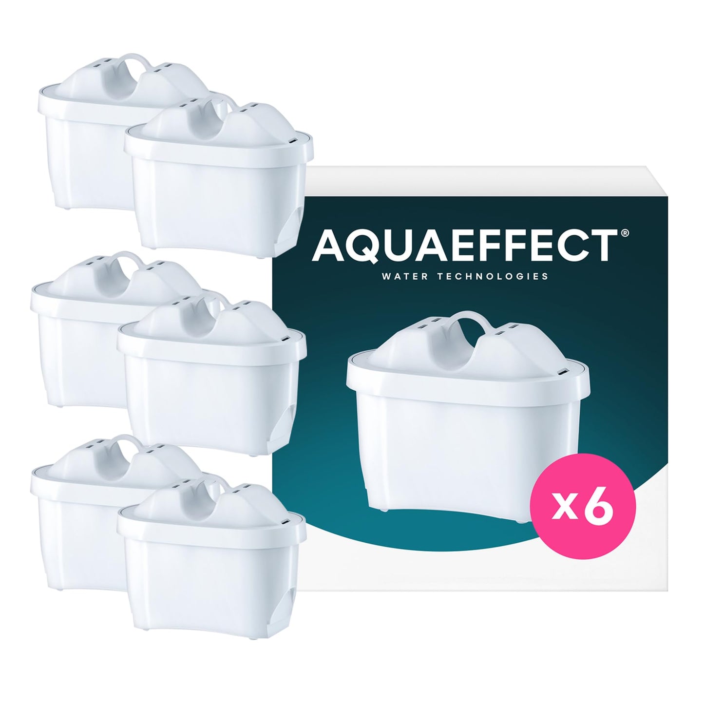 AQUAEFFECT MAX+ water filter cartridge 6-pack - Compatible with BRITA MAXTRA PRO filter jugs