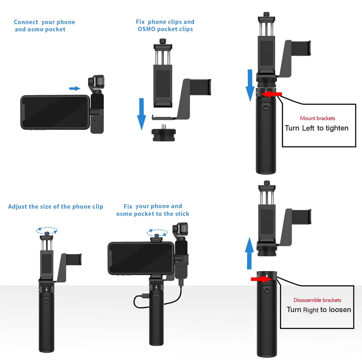 Smatree portable charging station with tripod for DJI OSMO Pocket 2/DJI OSMO Pocket, smartphone holder, accessories for Osmo Pocket and smartphone.