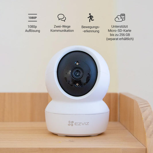 EZVIZ 1080P WiFi IP Camera, pan-tilt indoor surveillance camera with two-way audio, motion tracking, IR night vision for pets, baby monitor compatible with Alexa, C6N 2 Set