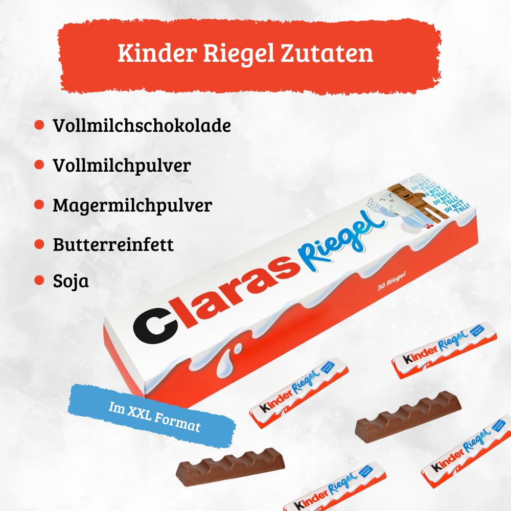 Personalized gift with name - XXL Kinder chocolate bar for men and women. Includes 3 x 10-pack of Kinder chocolate bars (630g). Great birthday present!