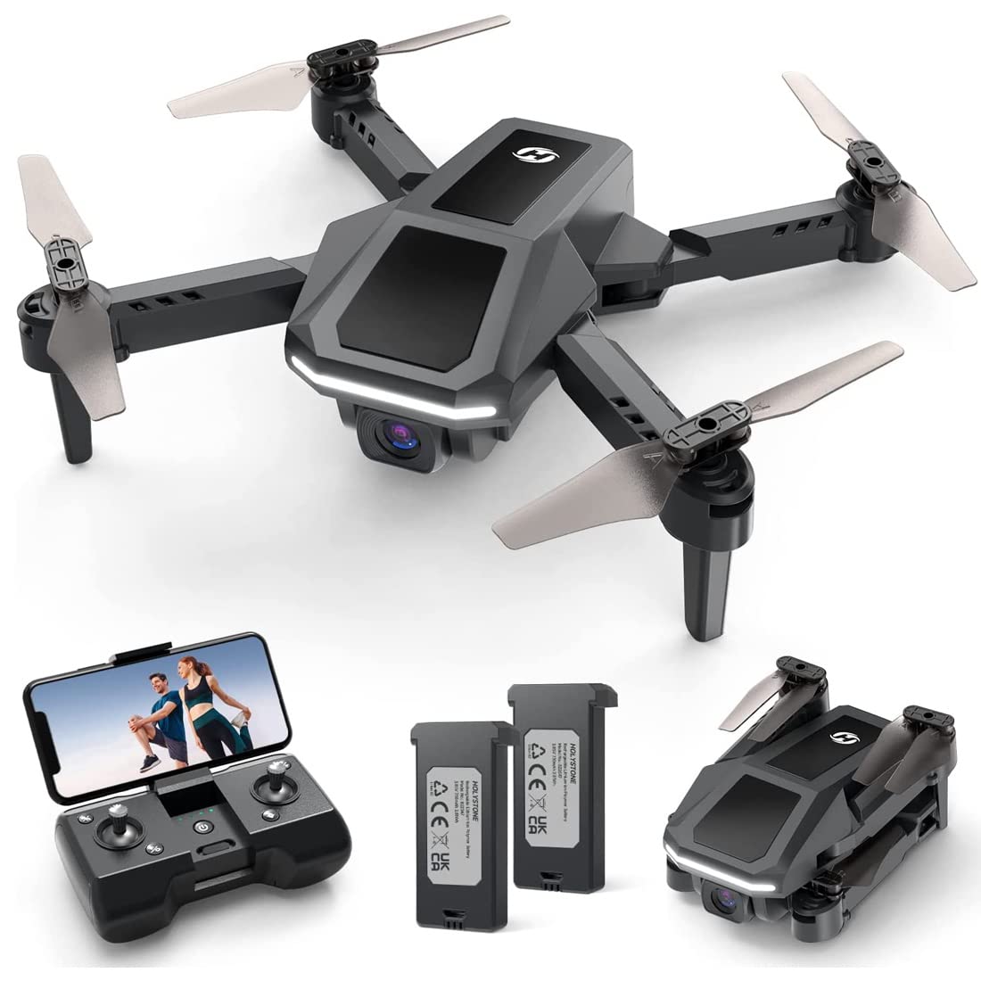 Holy Stone Foldable Mini Drone with 1080P Camera for Kids, RC Quadcopter HS430 with FPV Transmission, Long Flight Time, Altitude Hold, Throw&GO, Camera Drone complete set Gifts for Beginners, C0