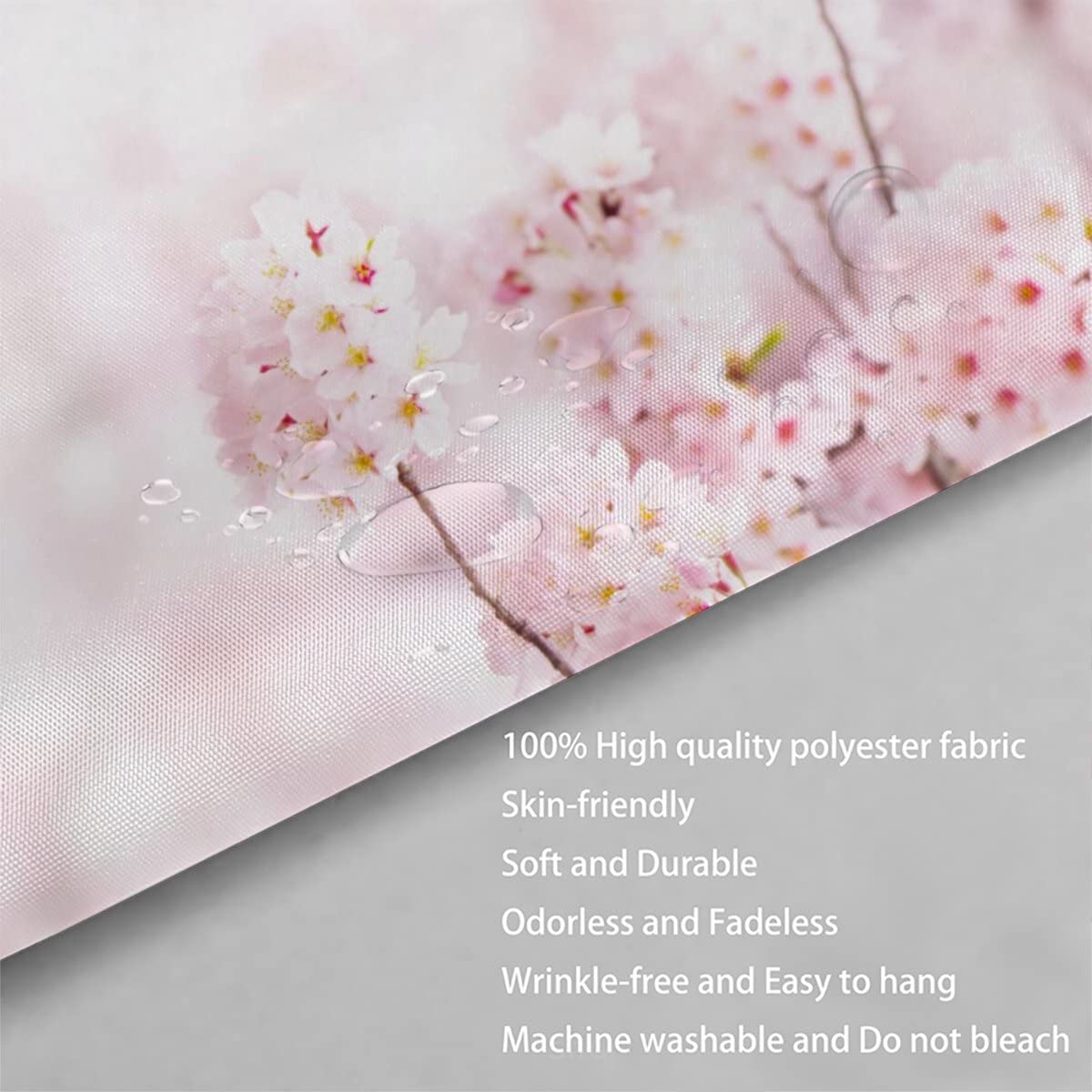 Shower curtain 240x200 Pink Sakura Anti-Mold Waterproof Extra Long Shower Curtains with 12 Shower Curtain Rings Flower 3D Design Bath Curtain for Bathtub Bathroom