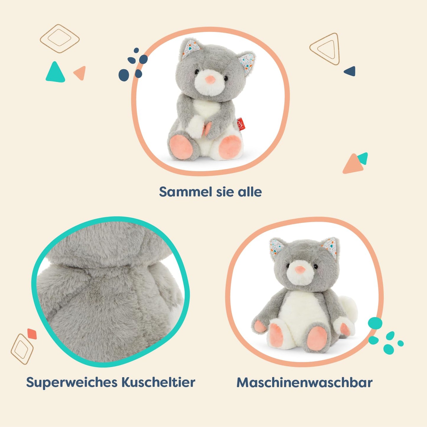 B. Toys - Cloudy Cosmo - Plush Cat - Stuffed Animal - Super Soft Kitty - Easy to Wash - 0 Months +