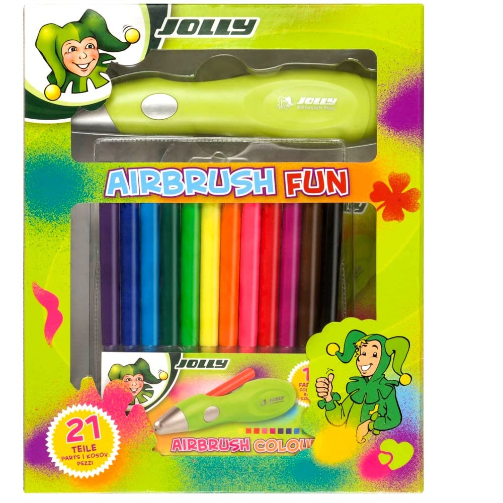 Jolly Airbrush Fun | Spray paint for kids | Non-toxic (Airbrush), 20-piece set, green