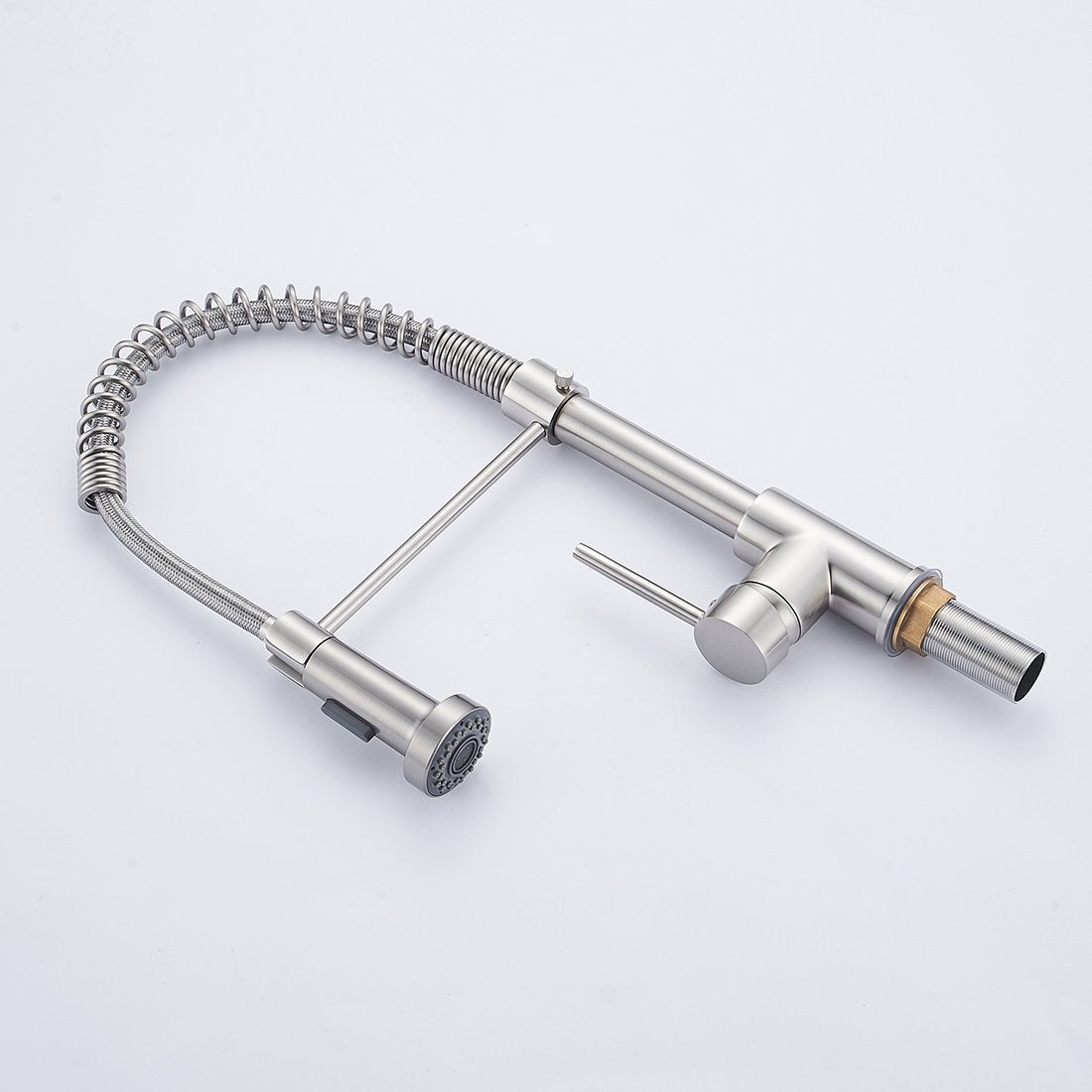 Aimadi kitchen faucet mixer tap kitchen faucet spiral spring faucet kitchen sink dish rinse sink faucet single lever mixer pull-out brushed nickel.