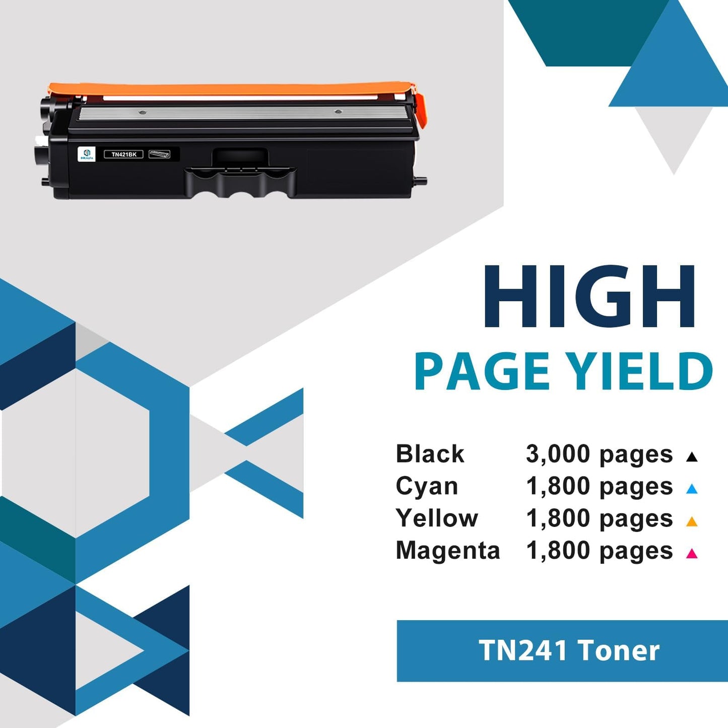 4-pack TN421 TN423 Compatible TN-421 Toner for Brother MFC L8690CDW MFC-L8690CDW HL-L8360CDW HL-L8260CDW DCP-L8410CDW MFC-L8900CDW TN-421BK TN-421C TN-421M TN-421Y (Black Cyan Yellow Magenta)