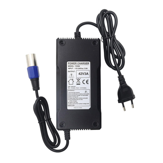 Abakoo power supply charger cable 42V 3A for 36V batteries with 3-pin XLR connector plug for e-bike electric bicycle battery packs for charging replaces HP1202L3