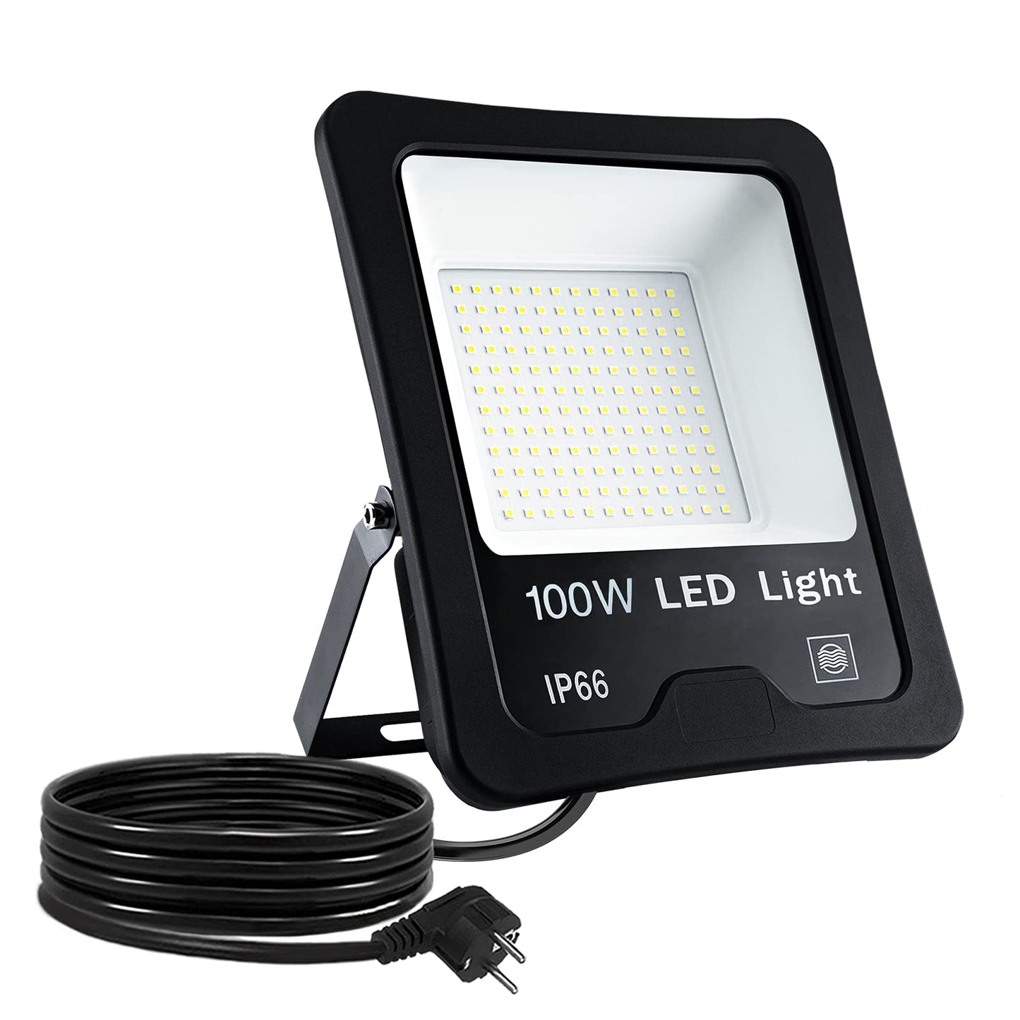 LZQ 2x 100W LED Floodlights Super bright IP66 Waterproof LED Floodlight 6000 Kelvin Cold White Outdoor Spotlight Floodlight Spotlight Light with 150cm Yellow Telescopic Tripod for LED Floodlights