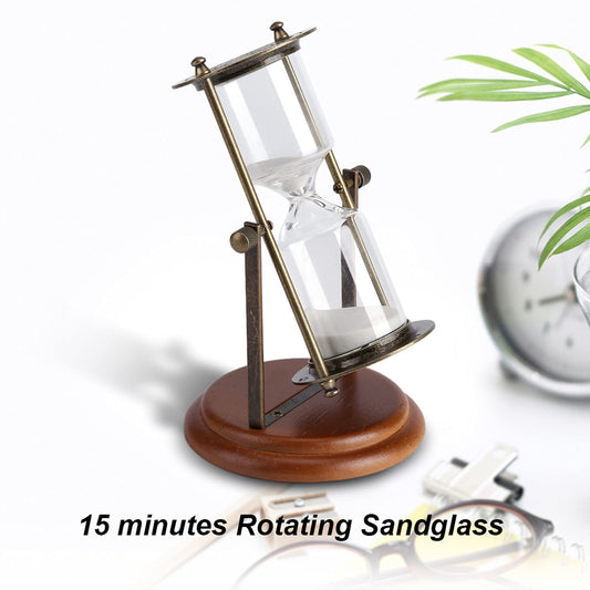 15 minute hourglass, vintage metal 15 minute hourglass, unique hourglass timer with glass for gift home office desk