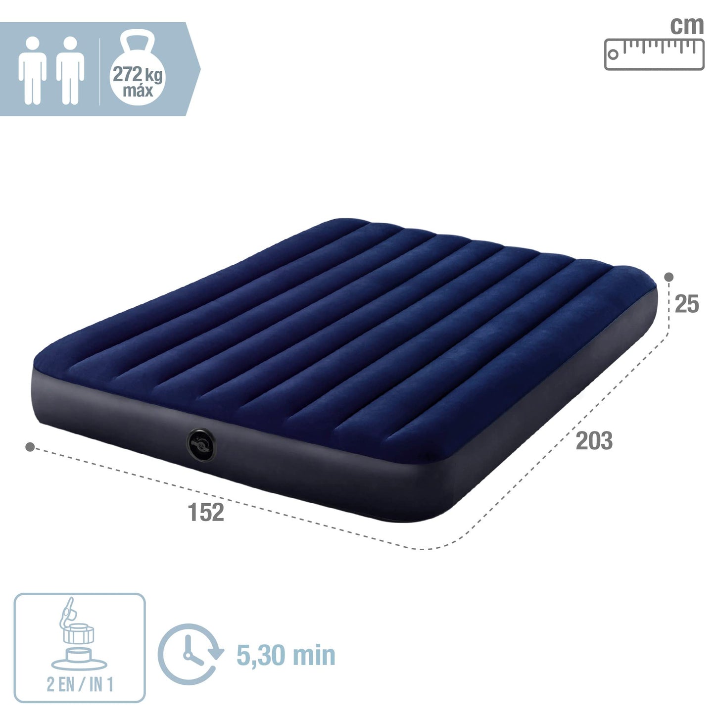 Intex 64765 Airbed, Multicolor, 203 x 152 x 25 cm (Set)